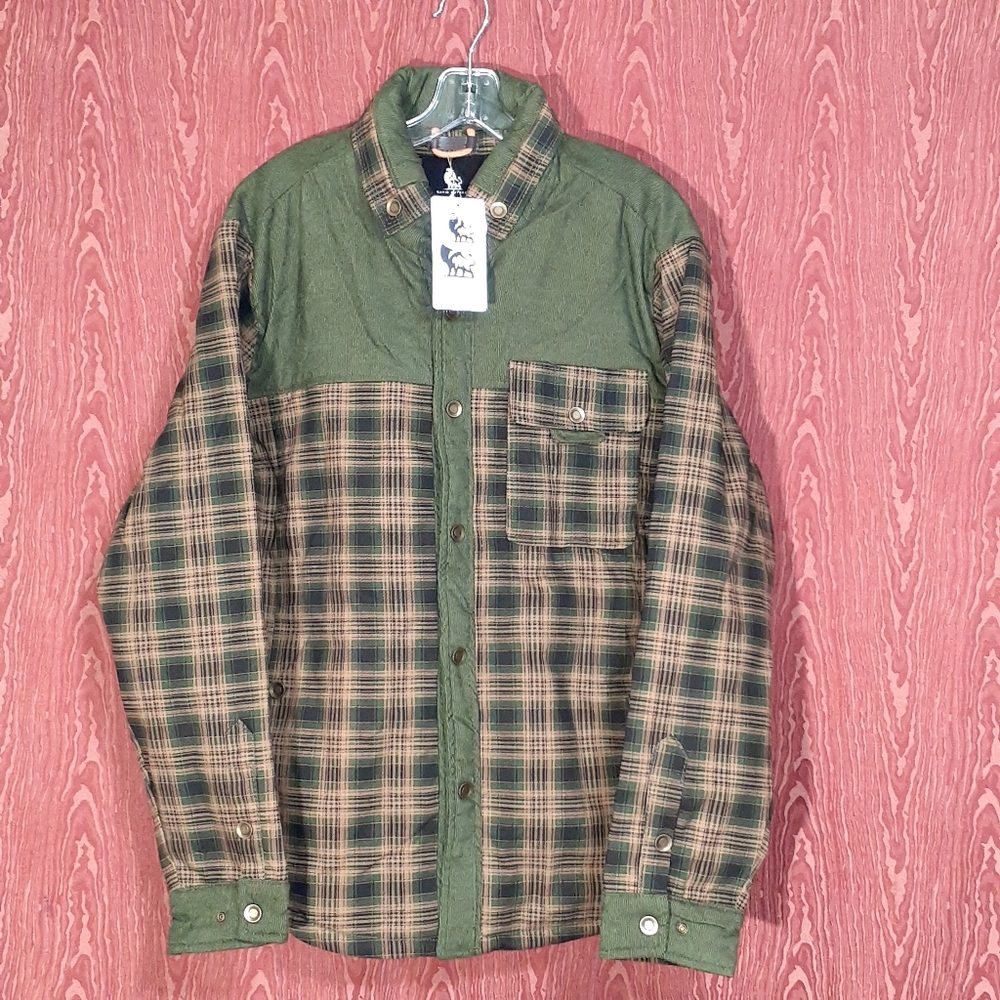 DAVID OUTERWEAR Plaid Hunter Green Lined Flannel Rustic Shirt Jacket Men's Lg